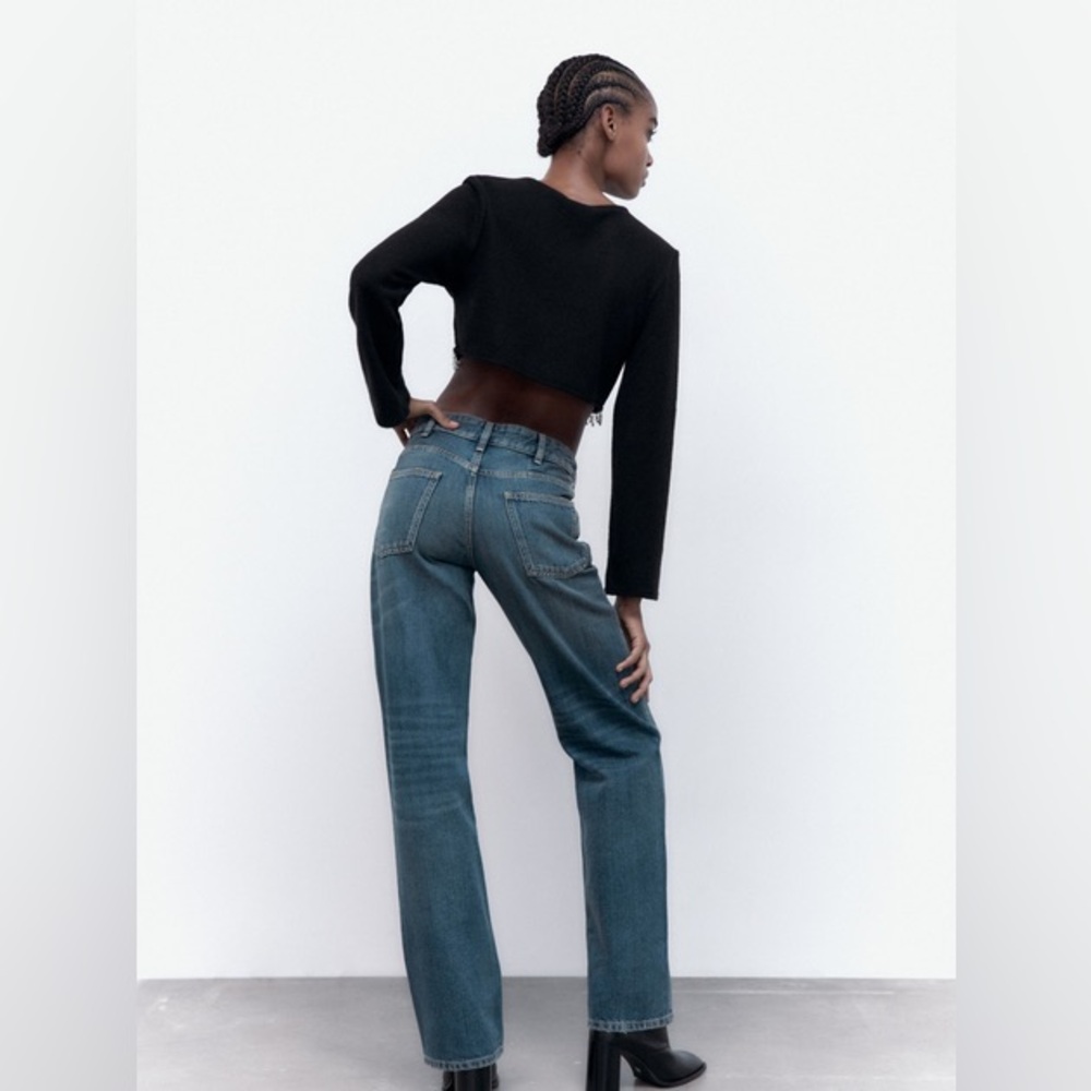 ZARA Rhinestone Ribbed Crop Top - Picture 5 of 10